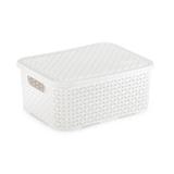 Caixa Organizadora Plástico Rattan Pequeno com Tampa Branco - Nitron