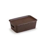 Caixa Organizadora Rattan Marrom Pequena 3 Litros Tampa Lisa - Plasnorthon