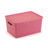 Caixa Organizadora Rattan Rosa Tampa Lisa Alça 15 Litros - Plasnorthon