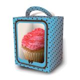 Caixa para Cupcake Festa Poá Azul e Marrom 08 unidades Festcolor