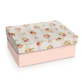 Caixa Rigida P/Presente Floral Laranja/Branco P 23,5X18X9 - Cromus