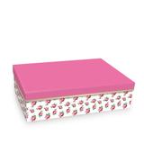 Caixa Rigida P/Presente Floral Rosa/Branco G 34,5X25X6, - Cromus