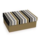 Caixa Rigida P/Presente Listras Marrom G 34,5X25,5X - Cromus