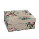Caixa Rigida Quadrada P/Presente Floral Bege P 15,5X15,5X8, - Cromus