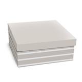 Caixa Rigida Quadrada Presente Listras Branco G 24,5X24,5X1, - Cromus