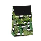 Caixa Trapezio P/Presente Folhagens Listras P 12X6X18 - Cromus