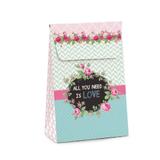 Caixa Trapezio Para Presente Floral Azul E Rosa G Festa - Cromus