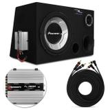Caixa Trio Completa 590W RMS Subwoofer Pioneer + Tweeter + Driver + Módulo Taramps Montada - Prime