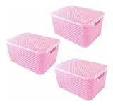 Caixas Organizadoras Rattan Rosa Bebê - Monte líbano