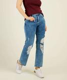 Calça Jeans Destroyed Capri Feminina Sawary