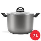 Caldeirão de Alumínio c/ Tampa de Vidro Temperado Alças e Revestimento Antiaderente 24cm 7 L 7014/378 - Brinox