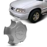Calota Centro de Roda Chevrolet S10 Blazer 1995 a 1997 Prata com Emblema Fixação Por Encaixe - Emblemax