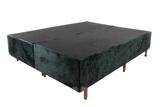 Cama Base Box Queen Size de Madeira Eucalipto Reforçada em Suede com Pés De Madeira - 138x188x28 - Welfare