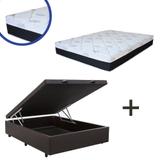 Cama Box Baú Casal Sintético Marrom + Colchão Veneza Molas Ensacadas Umaflex 138x188x67