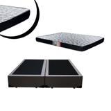 Cama Box Casal Bipartido Co. Sintético Marrom + Colchão Asus Espuma D28 Conforto Bom 138x188x40