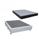 Cama Box Casal Colchão Espuma D33 Bordado + Box Branca - Brasil camas