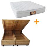 Cama Box com Colchão Super Blanc KING Bau Rustic - Molas Ensacadas - 193x203 - Dabe