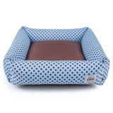 Cama de Cachorro com Zíper Hanna - G - Azul Poá Marrom - Senhor bicho