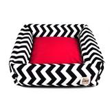 Cama de Cachorro com Zíper Hanna - G - Chevron Vermelho - Senhor bicho