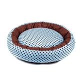 Cama de Cachorro com Zíper Redonda Nani - G - Azul Poá Marrom - Senhor bicho