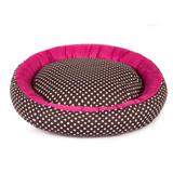 Cama de Cachorro com Zíper Redonda Nani - G - Marrom Poá Pink - Senhor bicho