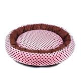 Cama de Cachorro com Zíper Redonda Nani - G - Rosa Poá Marrom - Senhor bicho