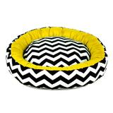 Cama de Cachorro com Zíper Redonda Nani - M - Chevron Amarelo - Senhor bicho