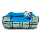 Cama de Cachorro Dupla Face Lola - GG - Xadrez Azul - Senhor bicho