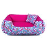 Cama de Cachorro Dupla Face Lola - M - Unicórnio Azul Pink - Senhor bicho