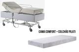 Cama Hospitalar Motorizada com Elevação do Leito Medical-Confort Pilati c/ Colchão Original Pilati c/ Rodas c/ Grades