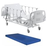 Cama Hospitalar Motorizada Elevação do Leito com Colchão e Grades Retráteis - Nbtech