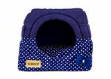 Cama Iglu e Toca Para Cachorro Luppet Luxo Azul Poa