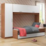 Cama Infantil Bicama Com Guarda-roupa 3 Portas Carvalho Avelã/Branco - Multi móveis