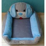 Cama Para Cachorro Pelúcia Cinza Com Azul Claro G - Linha avulsa enxovais