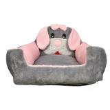 Cama Para Cachorro Pelúcia Coelha Cinza Com Rosa G - Linha avulsa enxovais
