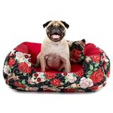 Cama Pet Cachorro Gato Dupla Face Lola - G - Caveiras Vermelho - Senhor bicho