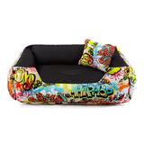 Cama Pet Cachorro Gato Dupla Face Lola - G - Graffiti Preto - Senhor bicho