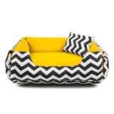 Cama Pet Cachorro Gato Dupla Face Lola - M - Chevron Amarelo - Senhor bicho