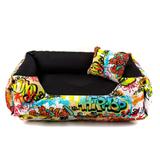 Cama Pet Cachorro Gato Dupla Face Lola - M - Graffiti Preto - Senhor bicho