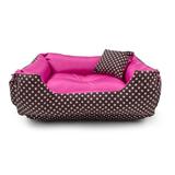 Cama Pet Cachorro Gato Dupla Face Lola - M - Marrom Poá Pink - Senhor bicho