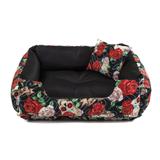 Cama Pet Cachorro Gato Dupla Face Lola - P - Caveiras Preto - Senhor bicho