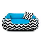 Cama Pet Cachorro Gato Dupla Face Lola - P - Chevron Azul - Senhor bicho