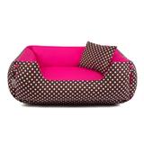 Cama Pet Cachorro Gato Dupla Face Lola - P - Marrom Poá Pink - Senhor bicho