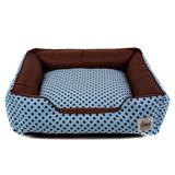 Cama Pet Cachorro Gato Pandora c/ Zíper - G - Azul Poá Marrom - Senhor bicho