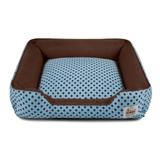 Cama Pet Cachorro Gato Pandora c/ Zíper - G - Azul Poá Marrom - Senhor bicho