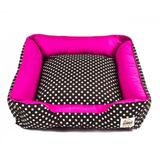 Cama Pet Cachorro Gato Pandora c/ Zíper - P - Marrom Poá Pink - Senhor bicho