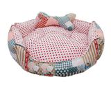 Cama Pet Cachorro Gato Redonda Diamante - Tam.P - Vermelho Patchwork - Tili pet