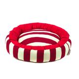Cama Pet Cachorro Gato Redonda Nani c/ Zíper - P - Listras Vermelho - Senhor bicho