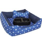 Cama Pet Estampada Grande Azul + Brinde - Valéria pet