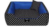 Cama Pet Estampada Pequena 02 Peças - Azul c/ Poá Preto - Valéria pet